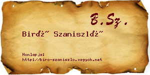Biró Szaniszló névjegykártya